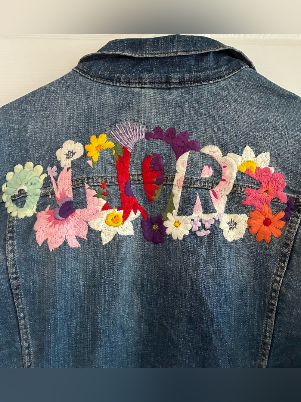 Pilcro and the Letterpress Amore Embroidered Denim Jacket, Size Large - Picture 2 of 8
